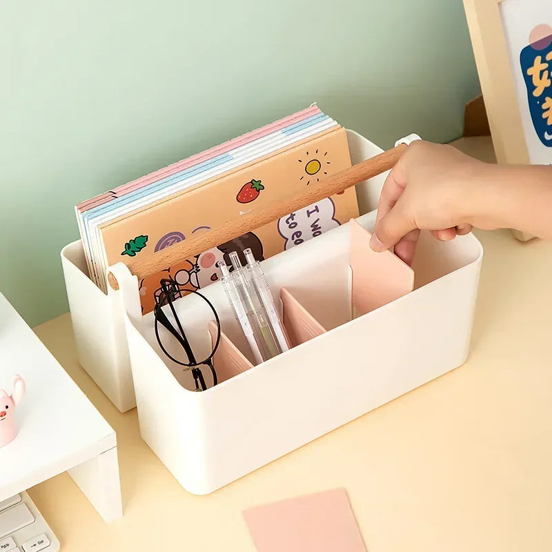 Portable Desktop Pen Holder Large Capacity Cute Marker Pen Stationery Storage Box Creative Pencil Holder Desktop Organizer
