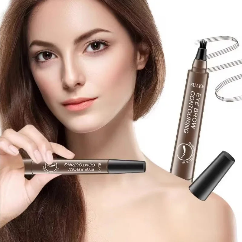 4D Microblading Eyebrow Pen 4 Forks Tip Eyebrow Tattoo Pencil Long Lasting Fine Sketch Liquid Eye Brow Make Up