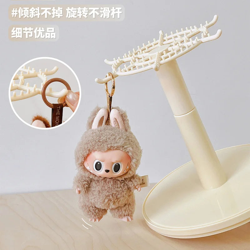 Labubu 17cm Pendant Display Box Rotary Acrylic Transparent Box Labubu Plush Doll Hand Blind Box Storage Display Rack Gift