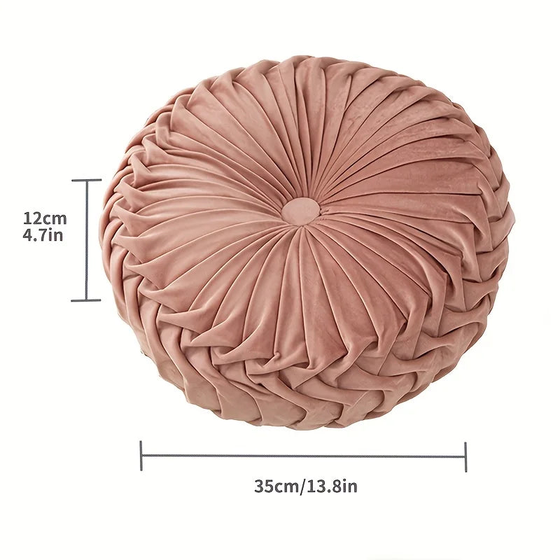Velvet Pumpkin-Shaped Throw Pillow Soft, Round, Solid Color, Dandelion Pattern, Sofa and Office Decor, Home Accent Cushion