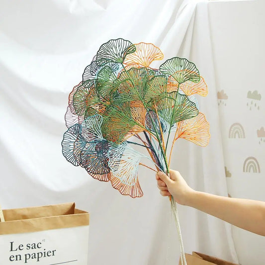 Fake Wedding Ginkgo Leaf Flowers Branch Artificial Ginkgo Leaves Home Shop Decor