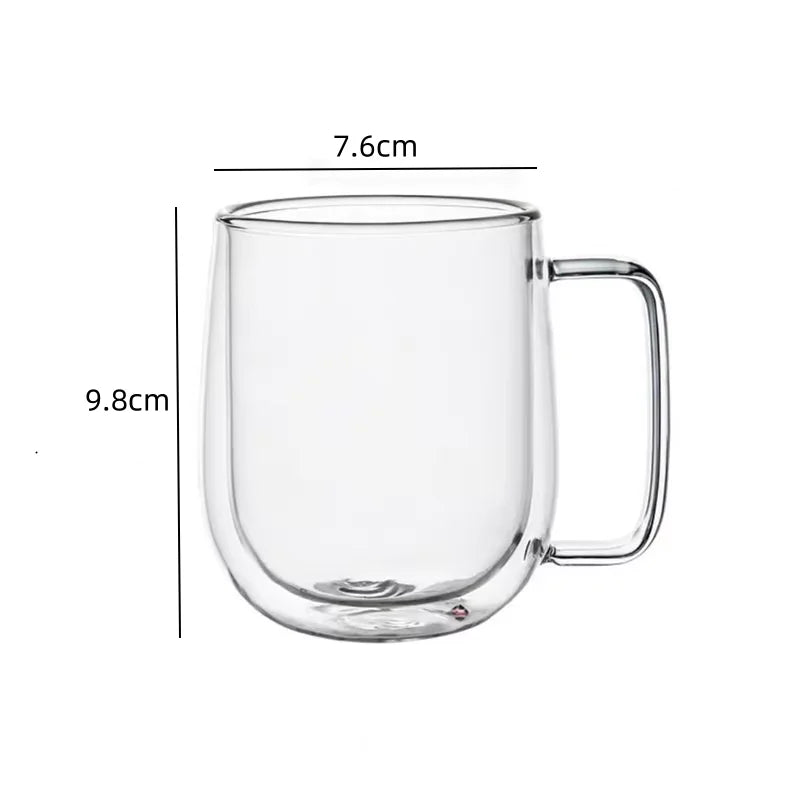 150/250/350ML Glass Cup with Handle Heat Resistant High Borosilicate Double Wall Glass Coffee Milk Beer Cups Kitchen Tools Gift