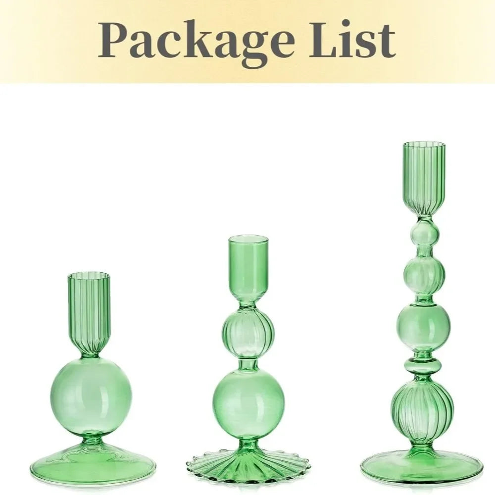3Pcs/set Glass Candle Holders Crystal Ribbed Candlestick Romantic Wedding Candelabra Home Decor Vase Table Centerpieces Wedding