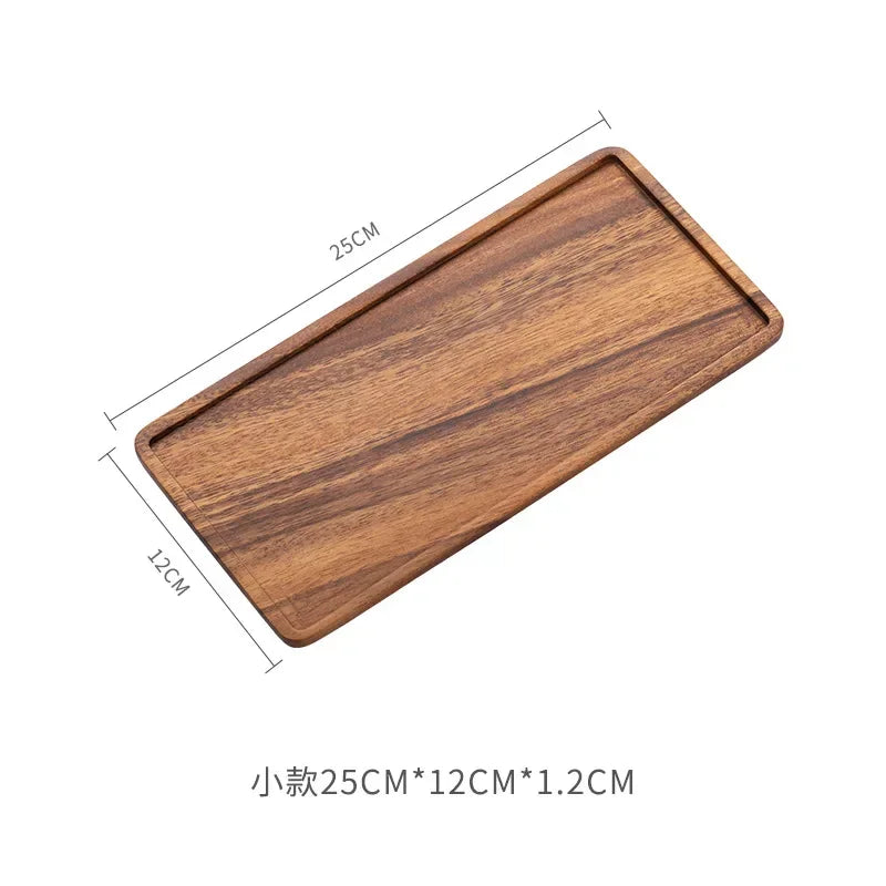 Natural Wooden Tray Serving Table Tray Table Plate Snacks Food Storage Dish Sushi Plate for Hotel Home Serving Tray