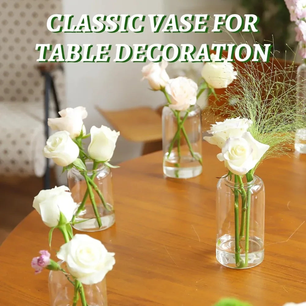 3Pcs/set Glass Bud Vases Clear Flower Vase for Centerpieces, Small Flowers Vases, Bathroom Decor for Home Wedding