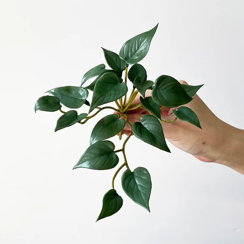 Artificial Plant Mini Bouquet Copper Coin Grass Soft Glue Fake Green Plants Wall Hanging for Home Office Garden Decoration