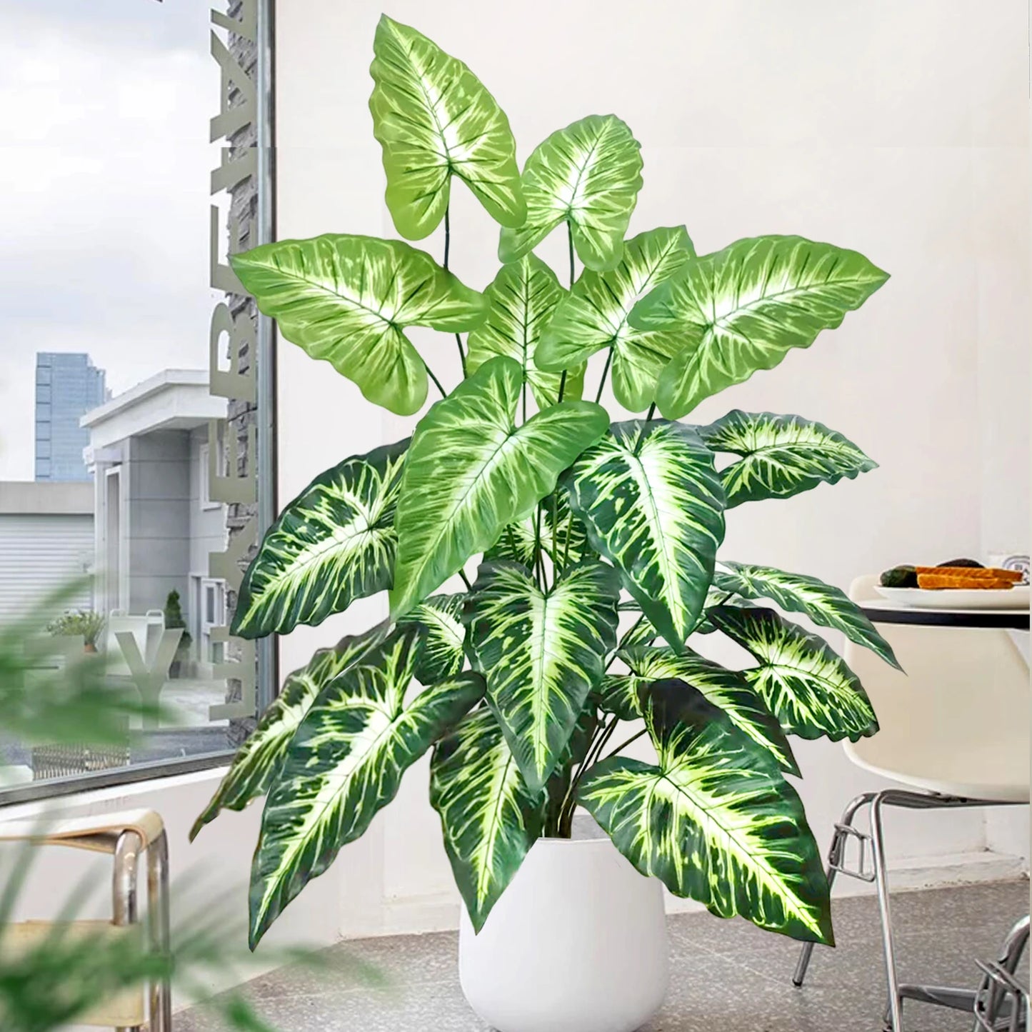 47-109cm Artificial Flowers Calla Lily Horseshoe Leaf Turtle Leaf Bobcat Leaf Fake Plant Ornamental Holiday Home Decoration