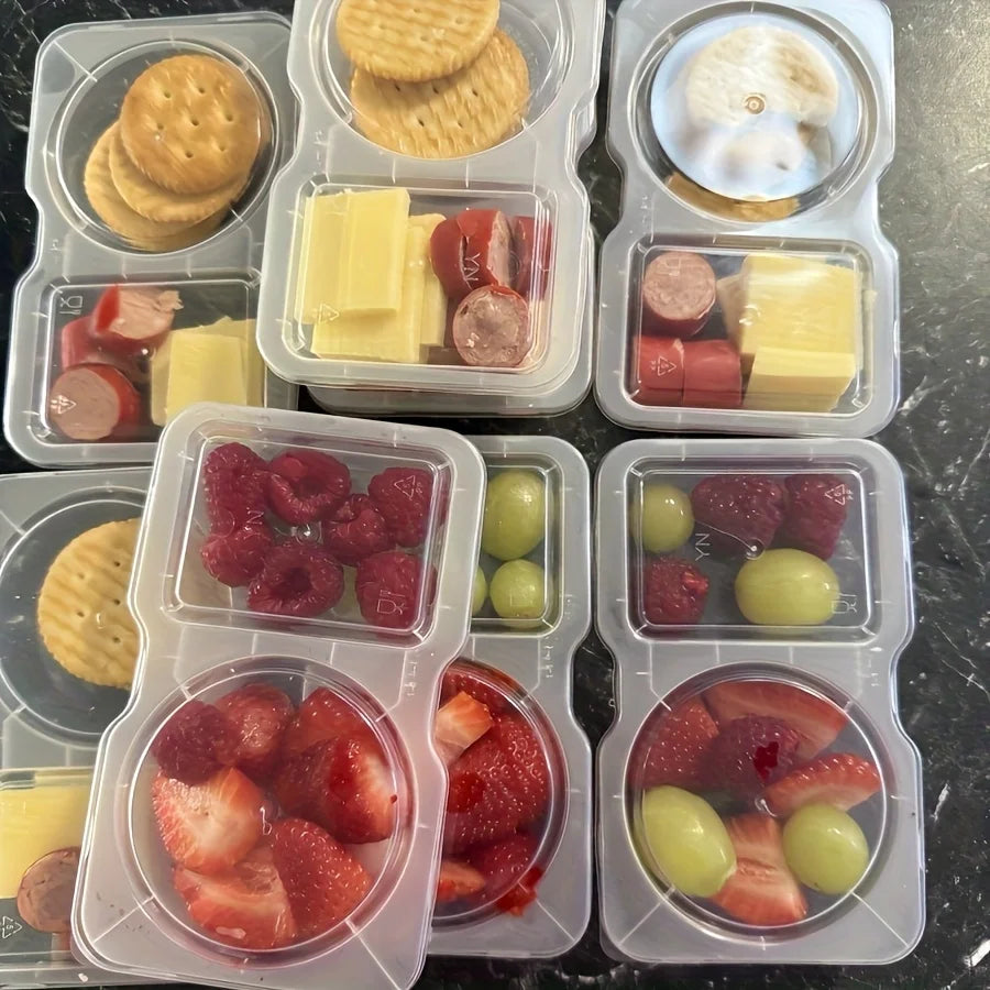 Collapsible Double Compartment Food Containers-Portable Kitchen&Picnic Essentials,Lunch Box Organizer,Transparent Storage