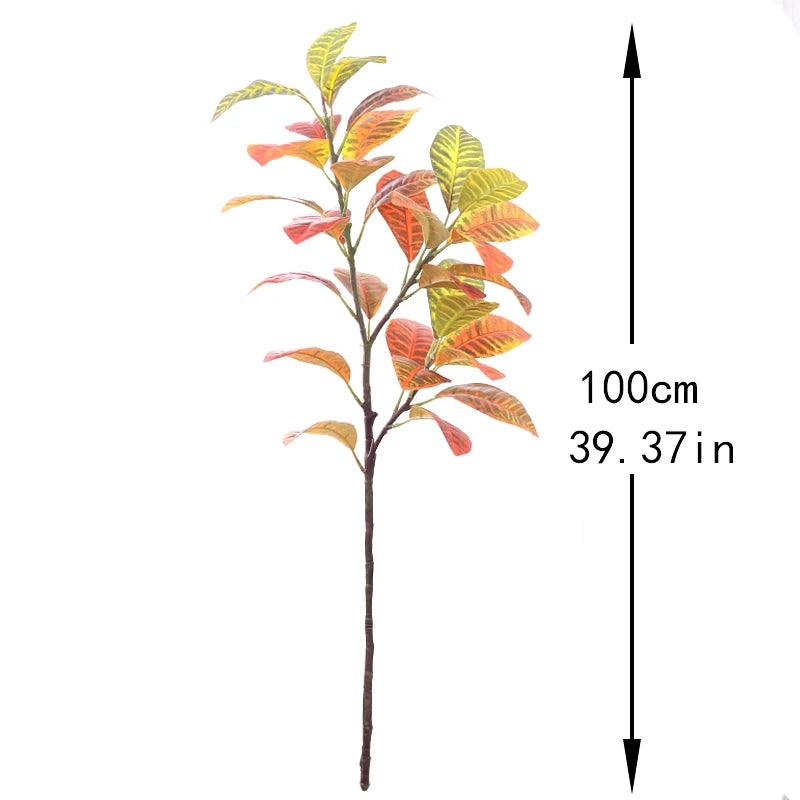 70-100CM Large Fake Ficus Artificial Tropical Rubber Plants Plastic Codiaeum Leaves Autumn Leaves Home Garden Decoration