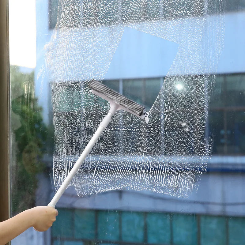 2in1 Window Cleaning Brush Bathroom Mirror Glass Wiper Cleaning Tool Sliding Door Shower Glass Door Adjustable Long Handle