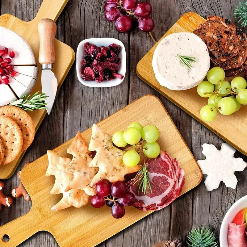 Bamboo Cutting Board with Handle Large Wooden Serving Board Kitchen Chopping Board Charcuterie Board for Pizza Vegetables Meat