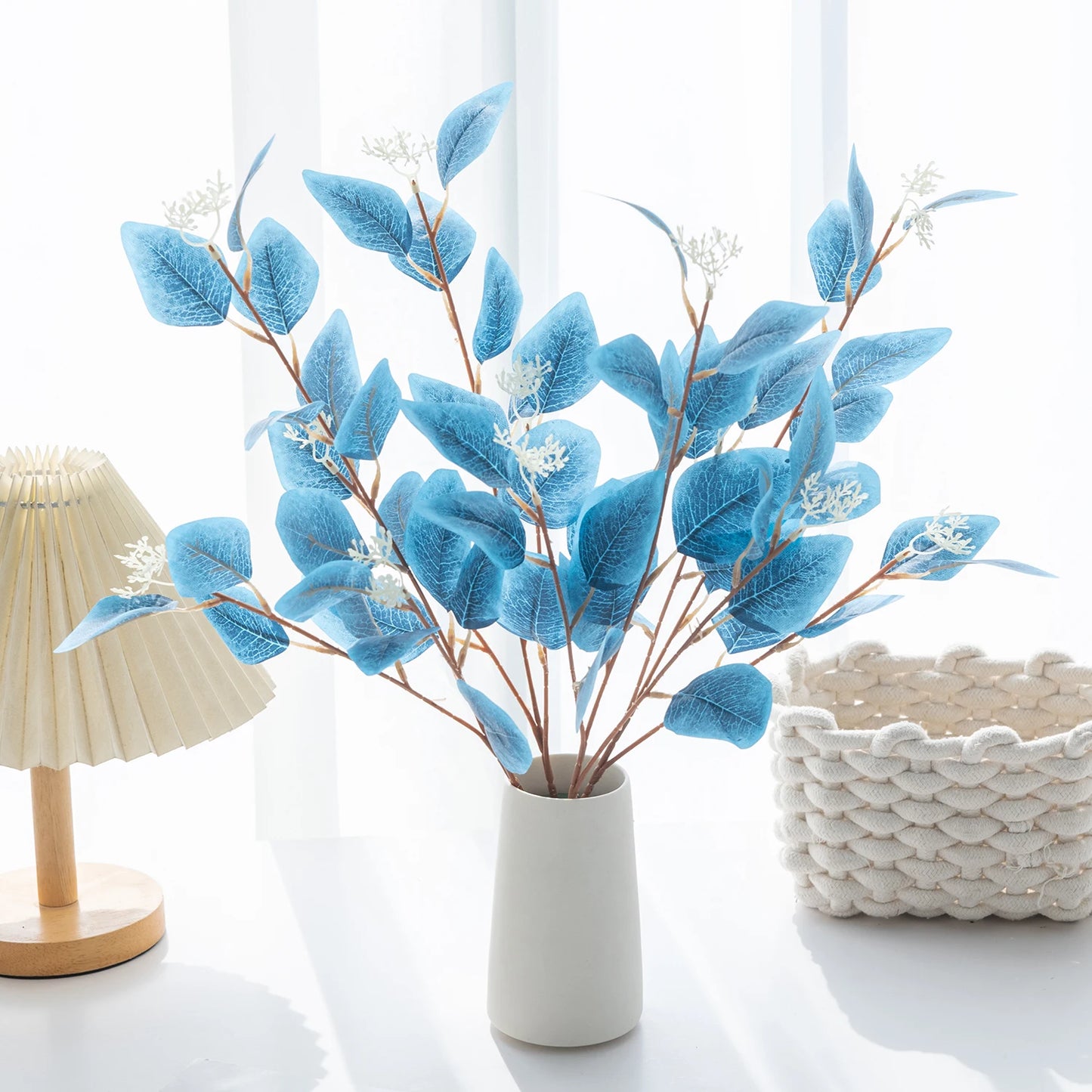 Artificial Plants Fake Leaves Three Pronged Eucalyptus Bonsai Home Decorations Outdoor Dining Table Office Decor Shooting props