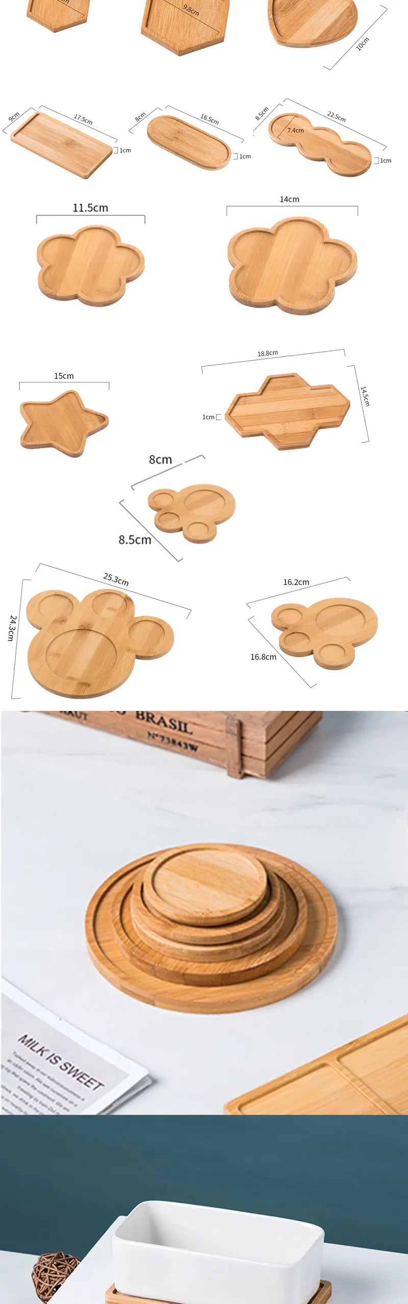 Wooden Soap Dispenser Tray Multi Bamboo Multi Shape Wooden Holder Pot Tray Home Decor Garden Supplies  Photography Props Coaster