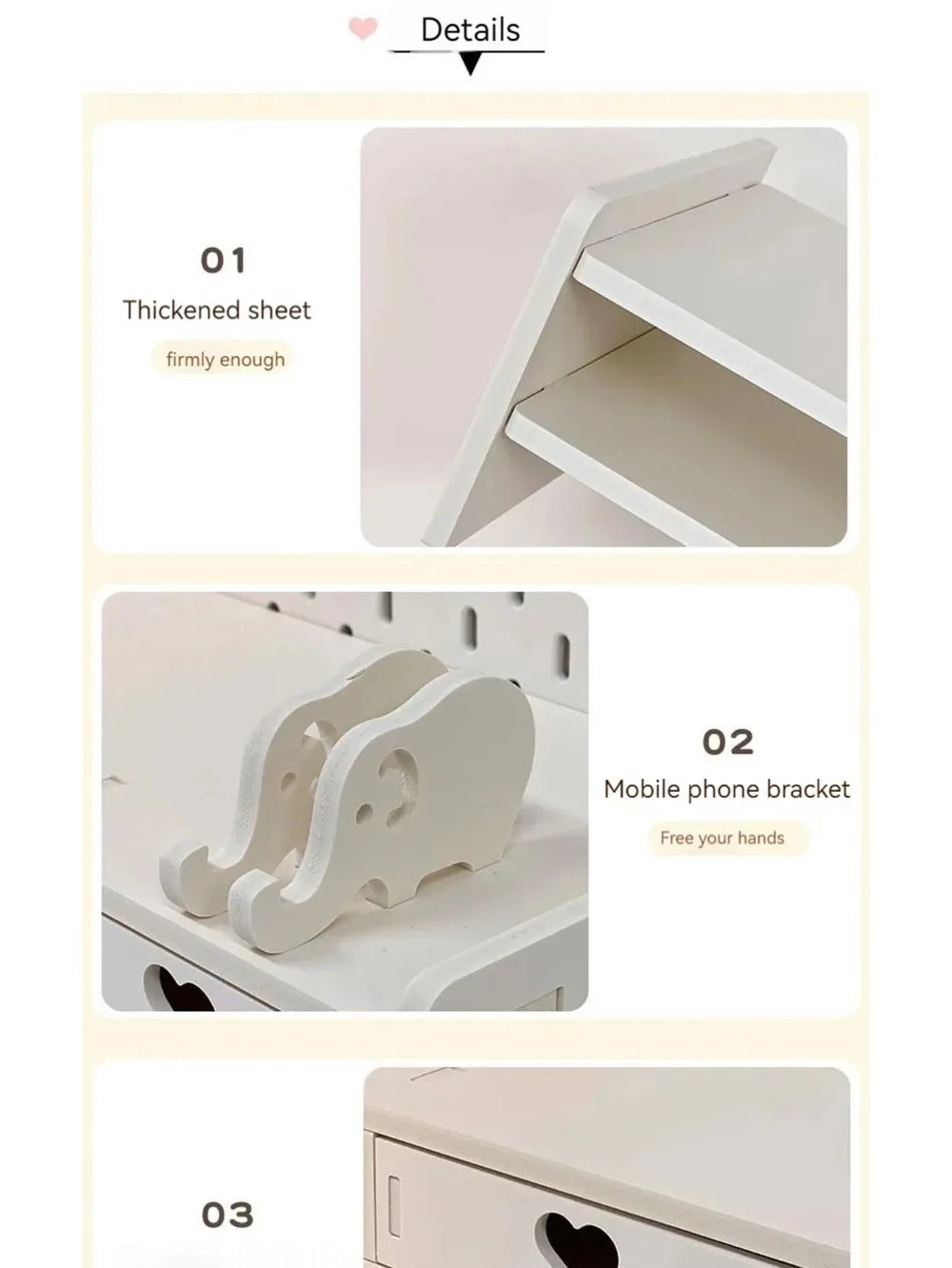 Desktop Added Shelf with Drawers Computer Monitor Stand Office Desk Storage Rack Dormitory Laptop Holder Stationery Organizer