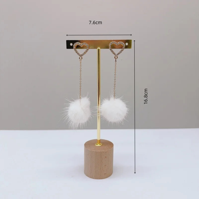 T Bar Earring Display Stand With Wooden Base Jewelry Holders Hanging Jewelry Organizer For Photography Props Iron jewelry rack