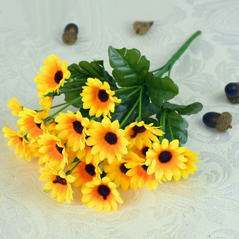 7 Heads Artificial Sunflower Bouquet Silk Fake Flower DIY Wedding Home Party Festival Decor Gift Centerpieces Living Room Supply