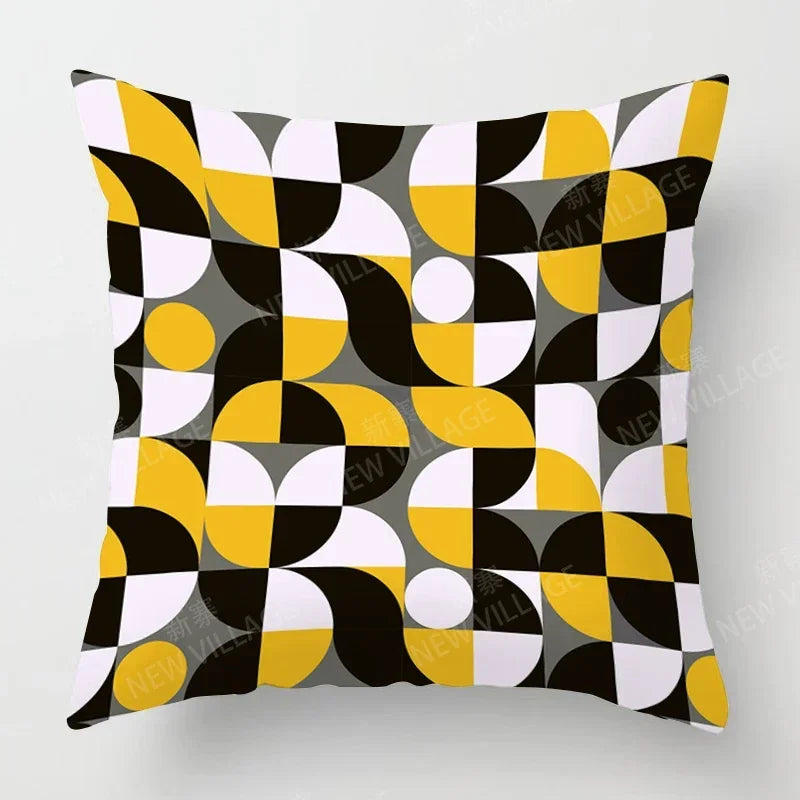 Upgrade your living room decor with a stylish geometric cushion cover in yellow and white Home Decor 45x45 40x40 50x50 60x60