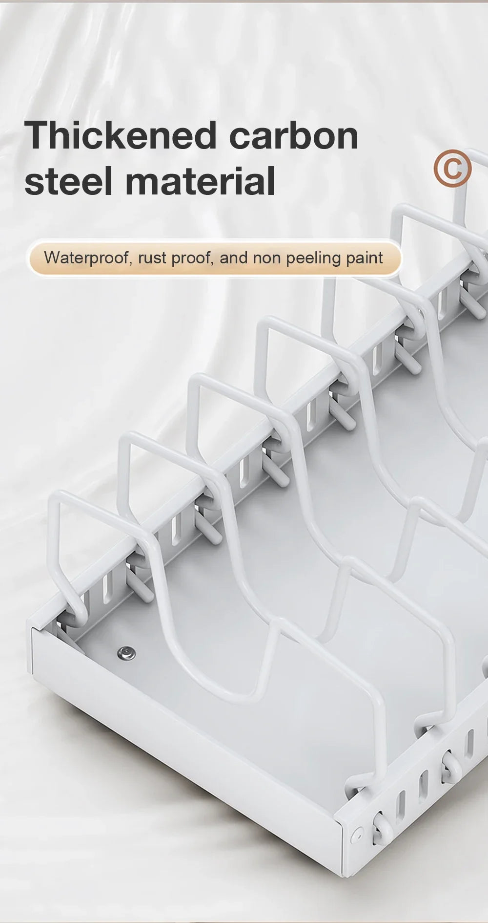 Kitchen Pots and Pans Organizer Under Cabinet Sliding Drawer Pot Lid Organizer Pull Out Cabinet Storage Tray with 8 Dividers