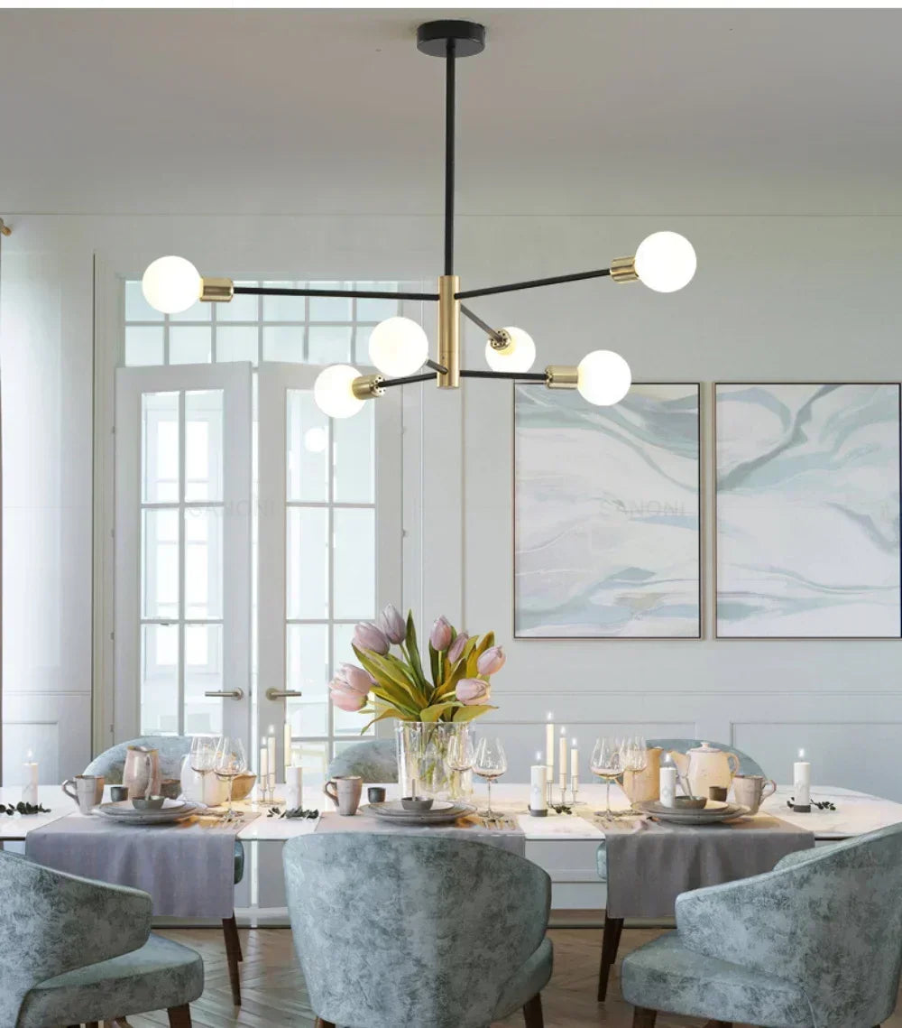 Postmodern Living Room Chandelier Dining Room Bedroom Light Luxury Nordic Lamps Simple Atmospheric Molecular Lamp  Home Decor