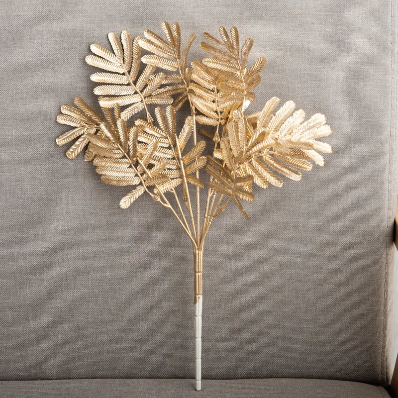Artificial Plants Gold Fake Flowers Plastic Grass Wedding Arrangement Leaves Autumn Home Party Supplies Christmas Decorations