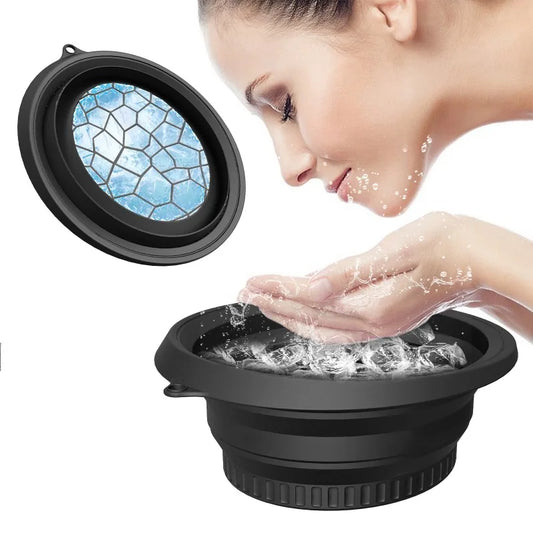 Face Ice Bath Bowl for Facials Plunge Dipping Face Folding Ice Facials Washbasin Facials Skin Cares Tool for Home Travel New