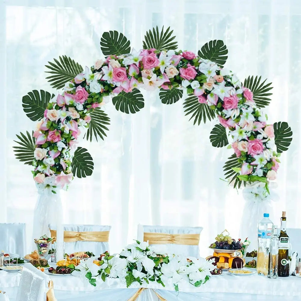 Artificial Tropical Palm Leaves Safari Jungle Decorations Hawaiian Luau Party Leaf Home Table Decor Wedding Birthday Fake Plants