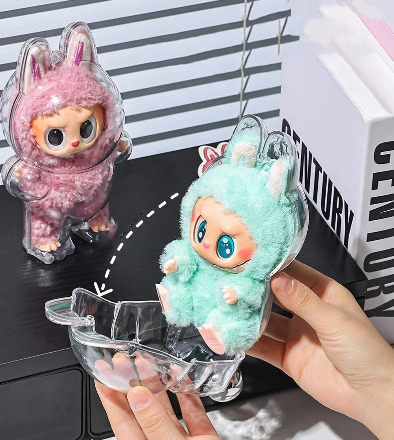 For Labubu Transparent Protective Case LABUBU Doll Protector Portable Pendant Storage Box for Labubu Clear Display Bag 1pc