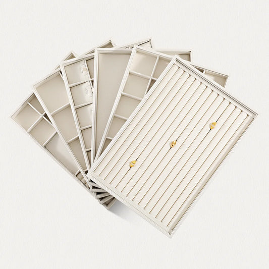 YinBeiNi Linen Stackable Ring Earring Bracelet Necklace Display Tray Jewelry Storage Drawer Insert Organizer Holder Tray P062