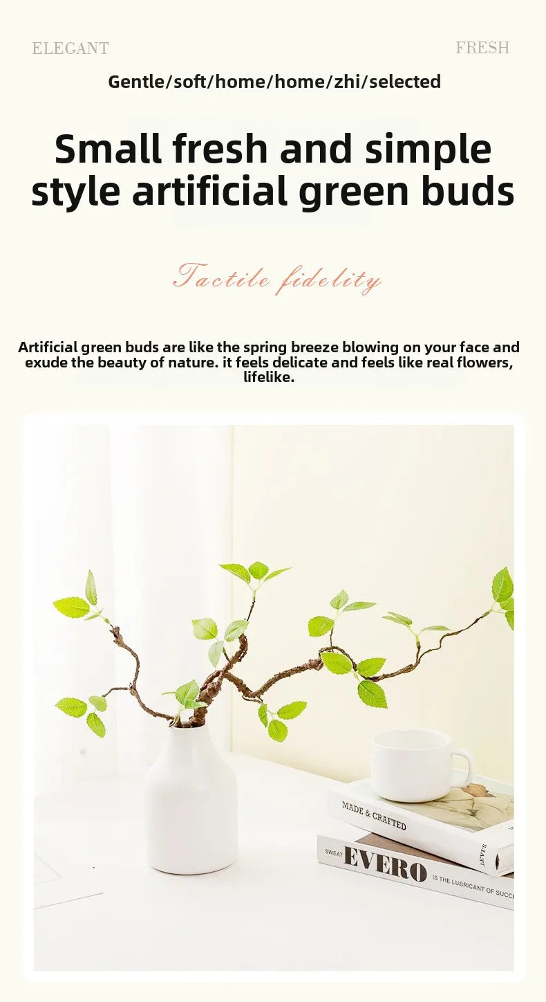 32.7 Inch Fresh Green Bud Fake Plant for Living Room Indoor Decoration Hotel Dining Table Floral Decor
