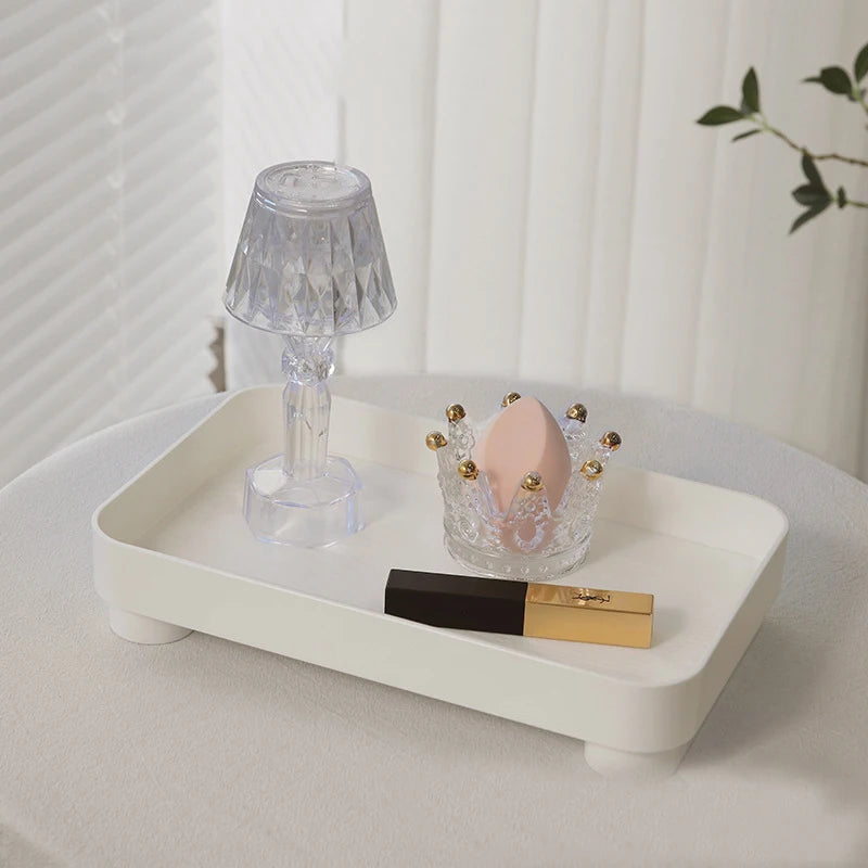 Wooden Desktop Storage Tray Perfume Aromatherapy Dressing Table Cosmetics Storage Box Multi-Function Porch Clutter Key Storage