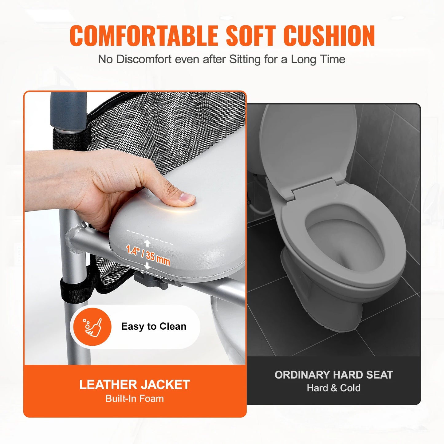 SucceBuy Raised Toilet Seat, 7-Position Height Adjustment 19.3"- 25.2" 350lbs Weight Capacity with Comfort Padded Aluminum Frame