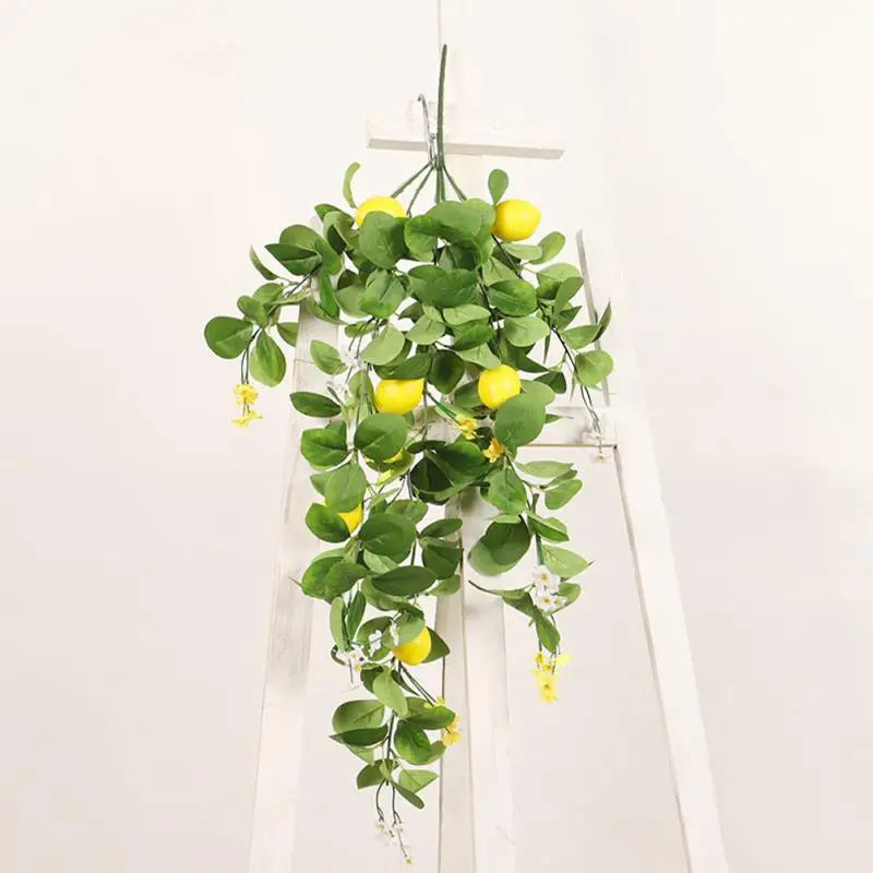 Artificial Lemon Branch Fake Lemon Leaves Yellow Green Fake Lemon Bouquet Hanging Lemon Branch For Wedding Party Decoration