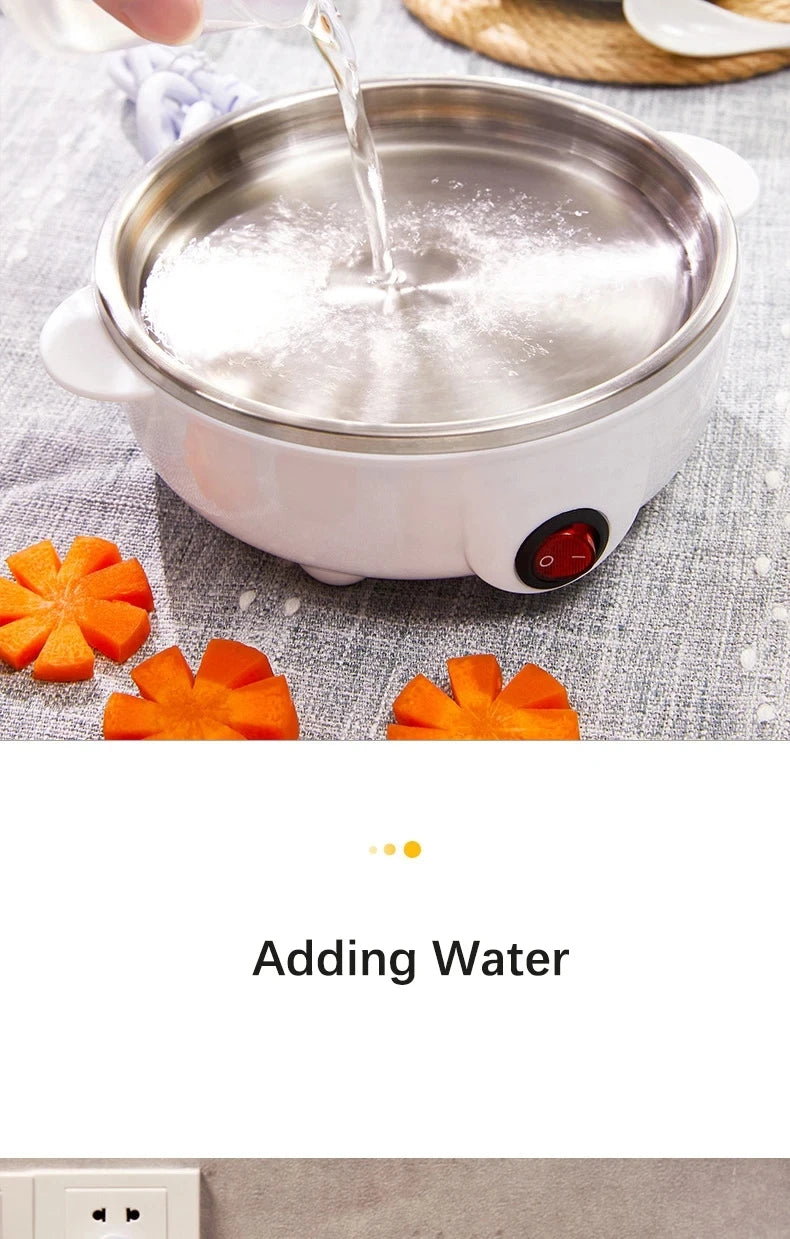 Double Layer Egg Cooker Hard Boiled Egg Cooker Anti-dry Electric Egg Boiler with 40mL Measuring Cup Steam
