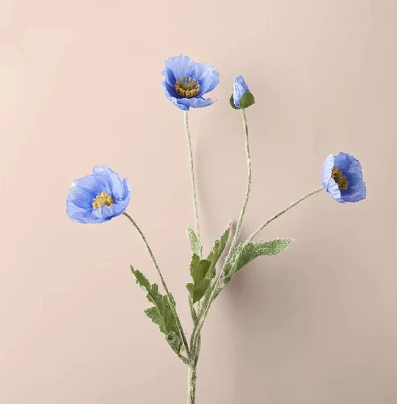 Artificial Silk Flowers Simulation Poppies Wedding Decoration Long Fake Poppy Branch Home Table Decor Ornaments Wedding Flowers