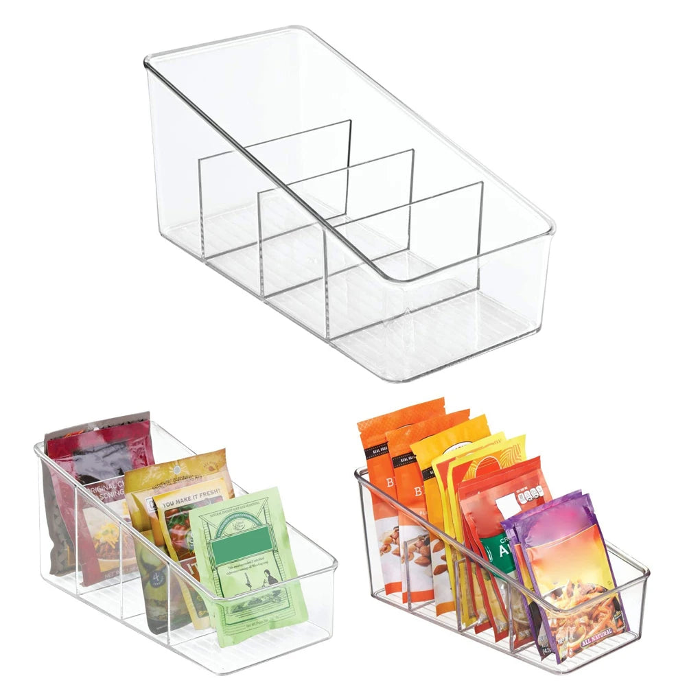 4 Layers Food Storage Containers Pantry Organizer Desktop Transparent Kitchen for PET Refrigerator Makeup Box Spice Pouches