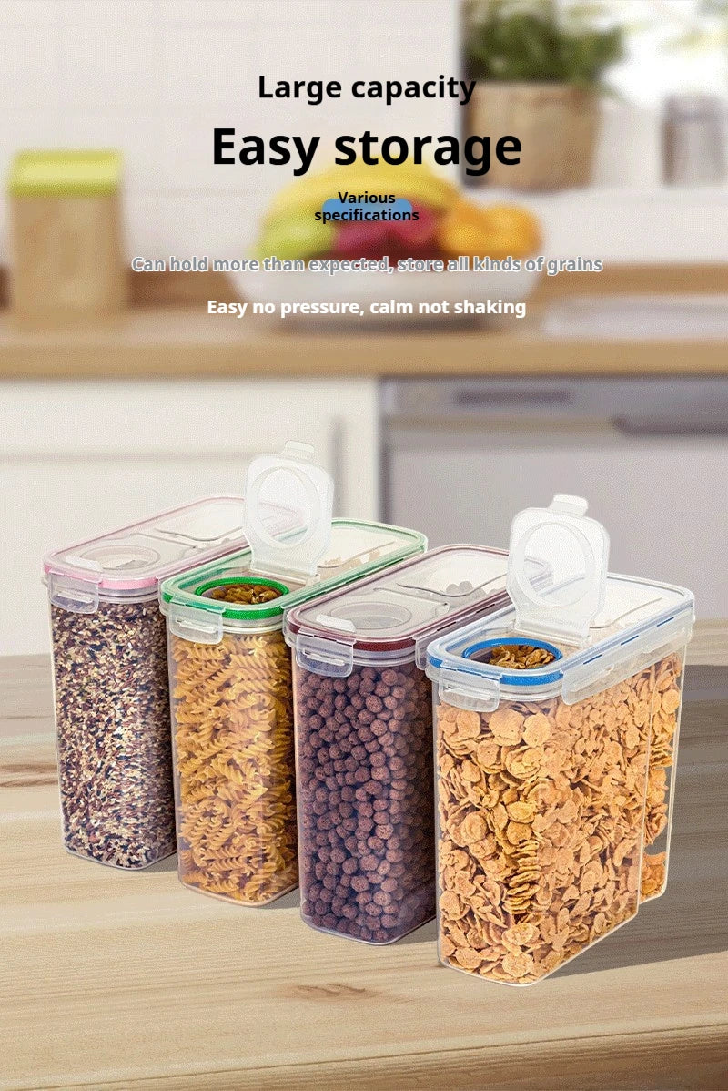 4L  Airtight Cereal Storage Container Moistureproof Insect Proof Rice Bucket Food Storage Box Plastic Transparent Sealed Tank