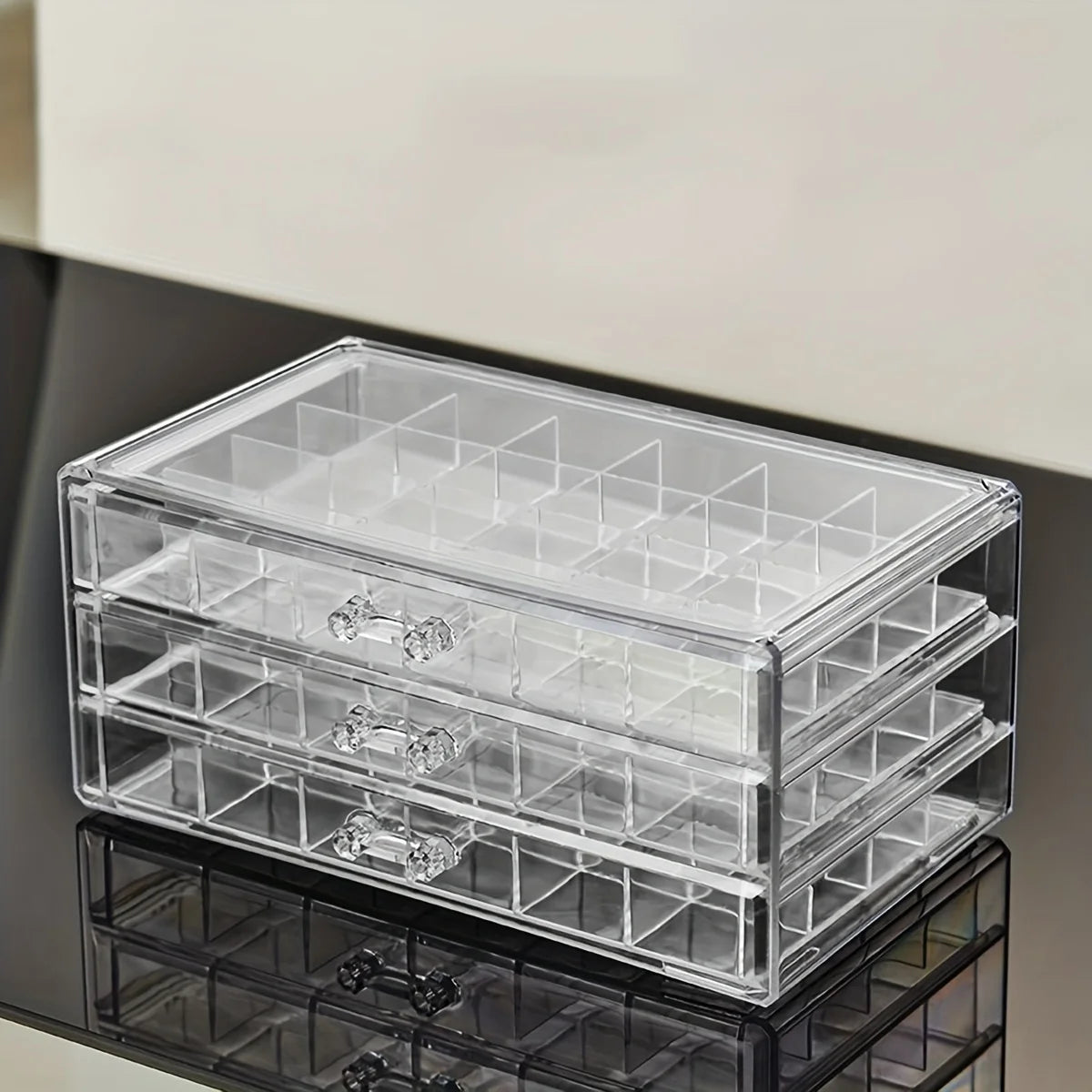 1pc 3-layer 72-grid Large-Capacity Ring Earrings Necklace Jewelry Storage Box