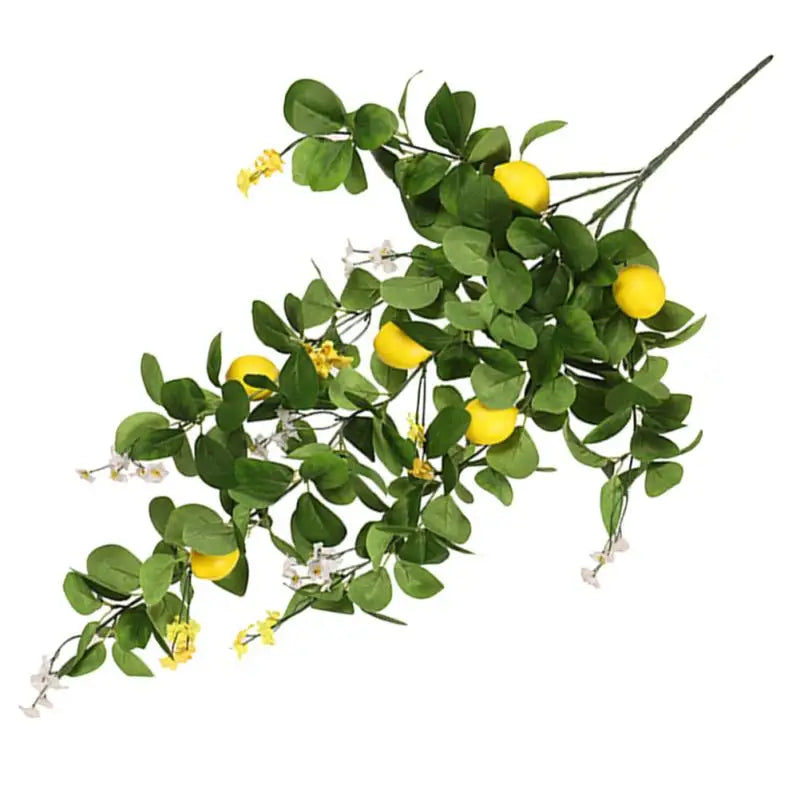 Artificial Lemon Branch Fake Lemon Leaves Yellow Green Fake Lemon Bouquet Hanging Lemon Branch For Wedding Party Decoration