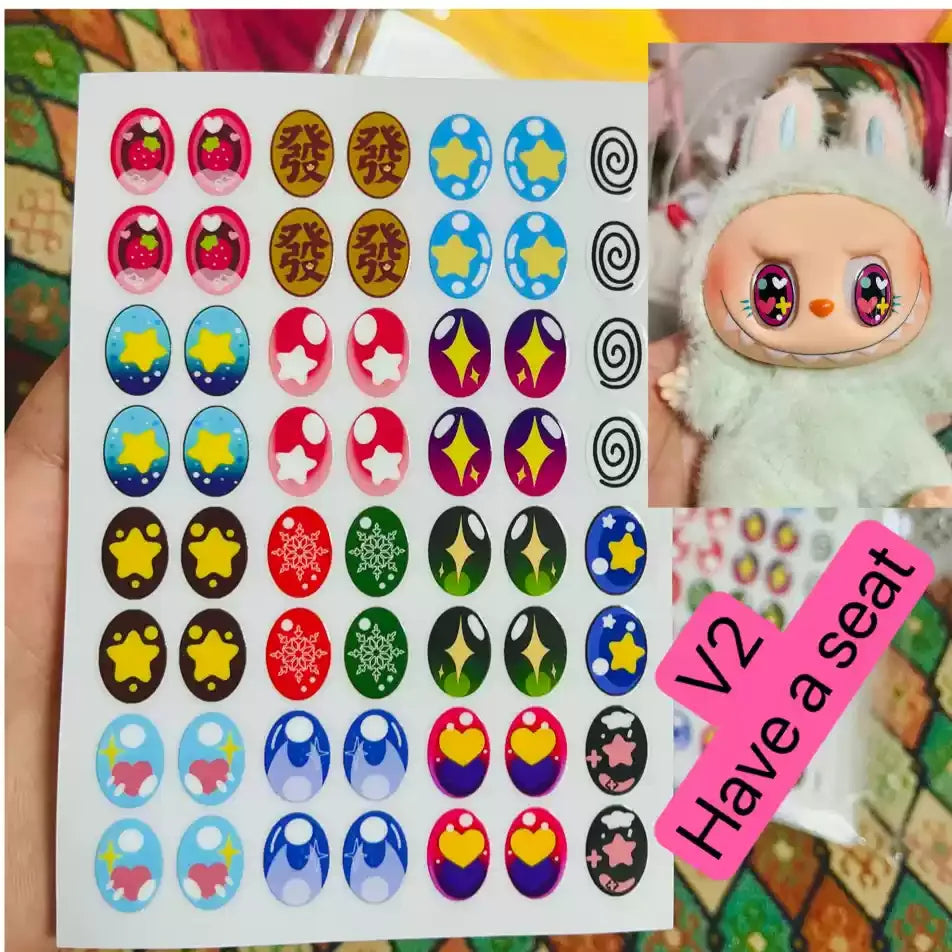 Labubu Diy Eyelash Sticker Modification Vinyl Doll Tool Labubu Makeup Material Eye Stickers Labubu Contact Lenses