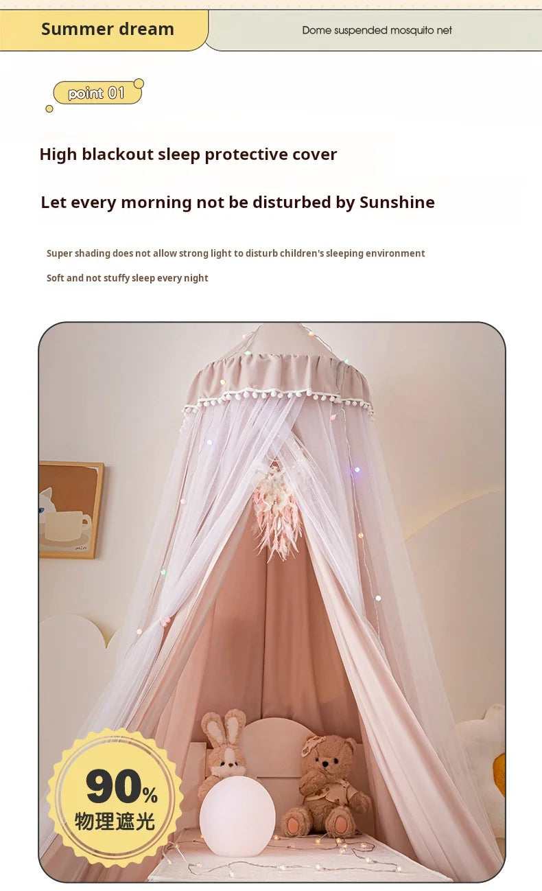 Dome bed curtain children's indoor light-proof bed curtain windproof bedside ceiling blackout double-layer mosquito net curtain