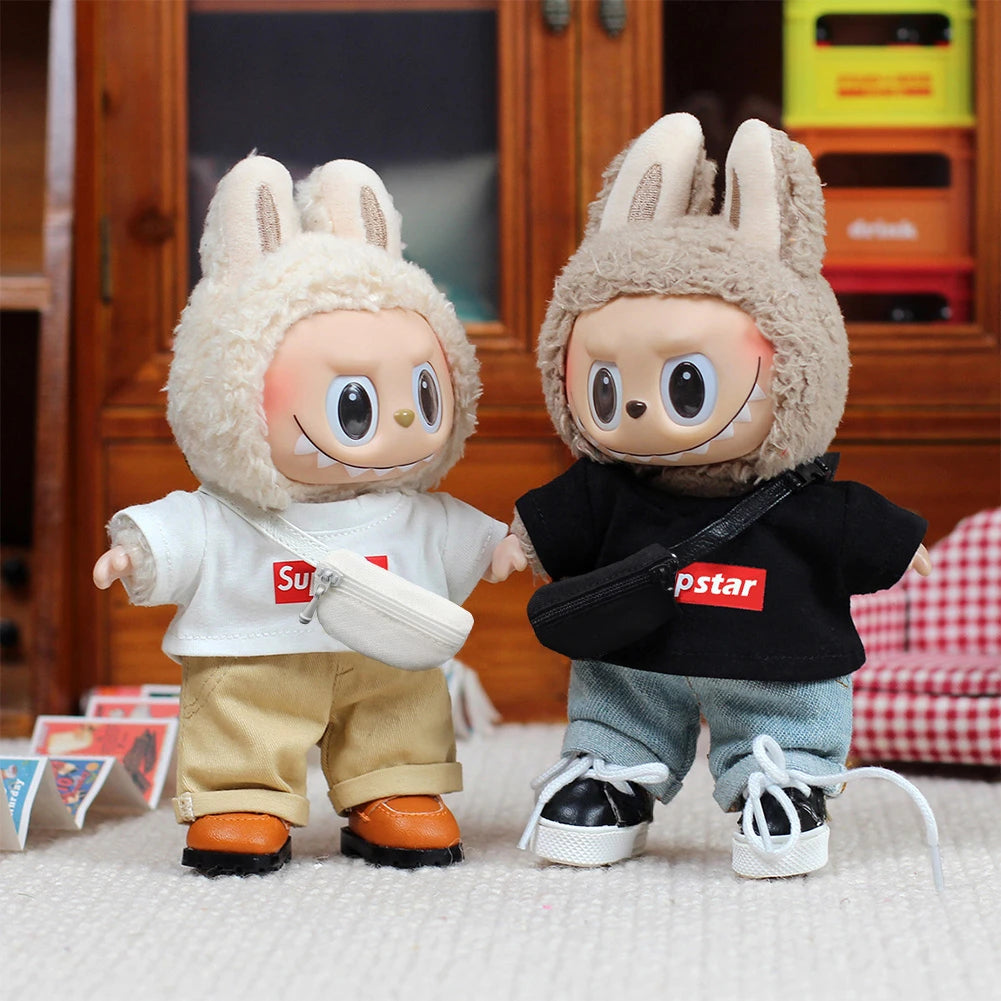 For 15-17cm Labubu V1 V2 outfit clothes vinyl face doll clothes Macaron best decoration fashion clothes