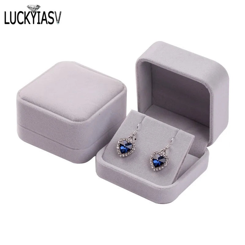 Velvet Jewelry Storage Boxes Earrings Pendant Jewelry Box Velvet Case Earrings Plastic Display Box 7*7*4cm