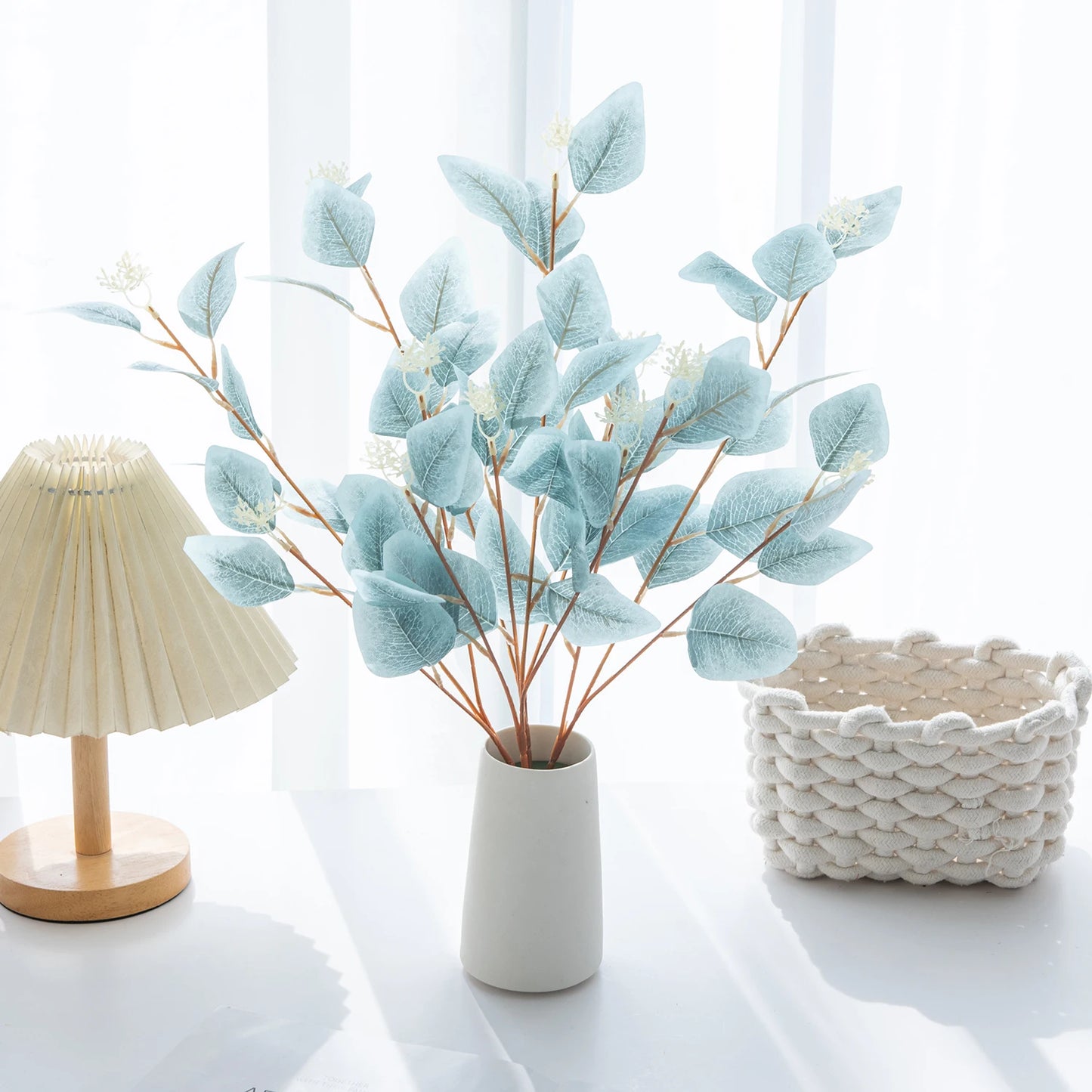 Artificial Plants Fake Leaves Three Pronged Eucalyptus Bonsai Home Decorations Outdoor Dining Table Office Decor Shooting props