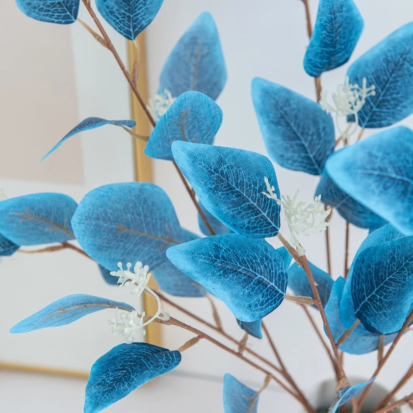 Artificial Plants Fake Leaves Three Pronged Eucalyptus Bonsai Home Decorations Outdoor Dining Table Office Decor Shooting props