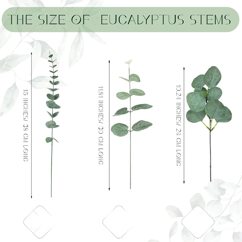 5/10/20Pcs Artificial Eucalyptus Leaves Stems Bulk Silver Dollar Leaf Picks Plant Fake Flowers for Wedding Bouquets Floral Decor