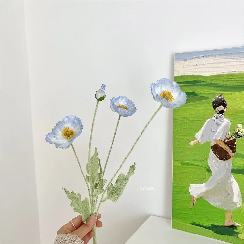 Artificial Silk Flowers Simulation Poppies Wedding Decoration Long Fake Poppy Branch Home Table Decor Ornaments Wedding Flowers