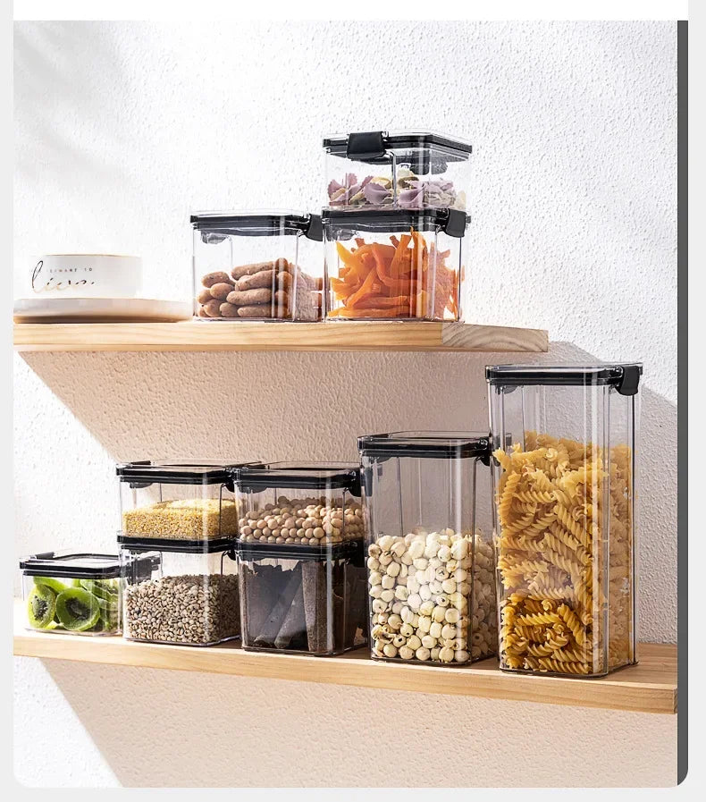Kitchen Refrigerator Food Storage Container Multigrain Storage Tank Transparent Sealed Cans Noodle Box Bottle Canisters with Lid
