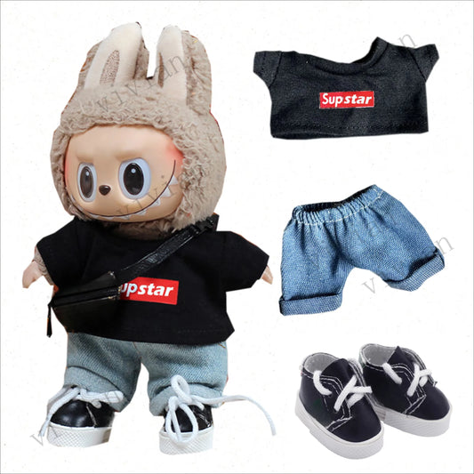 For 15-17cm Labubu V1 V2 outfit clothes vinyl face doll clothes Macaron best decoration fashion clothes