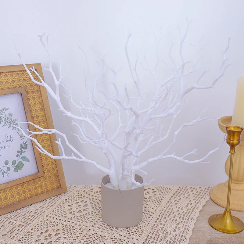 Plastic Artificial Dried Antlers Tree Branches Plant Twigs Dark Witch DIY Headband Accessories Wedding Party Xmas Decoration