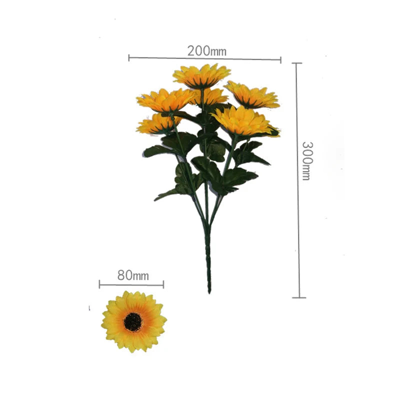 Artificial Flowers Sunflowers Fake Flowers Sunflower Silk Flowers 7 Sunflowers Wedding Photography Home Decor Bouquet Wholesale